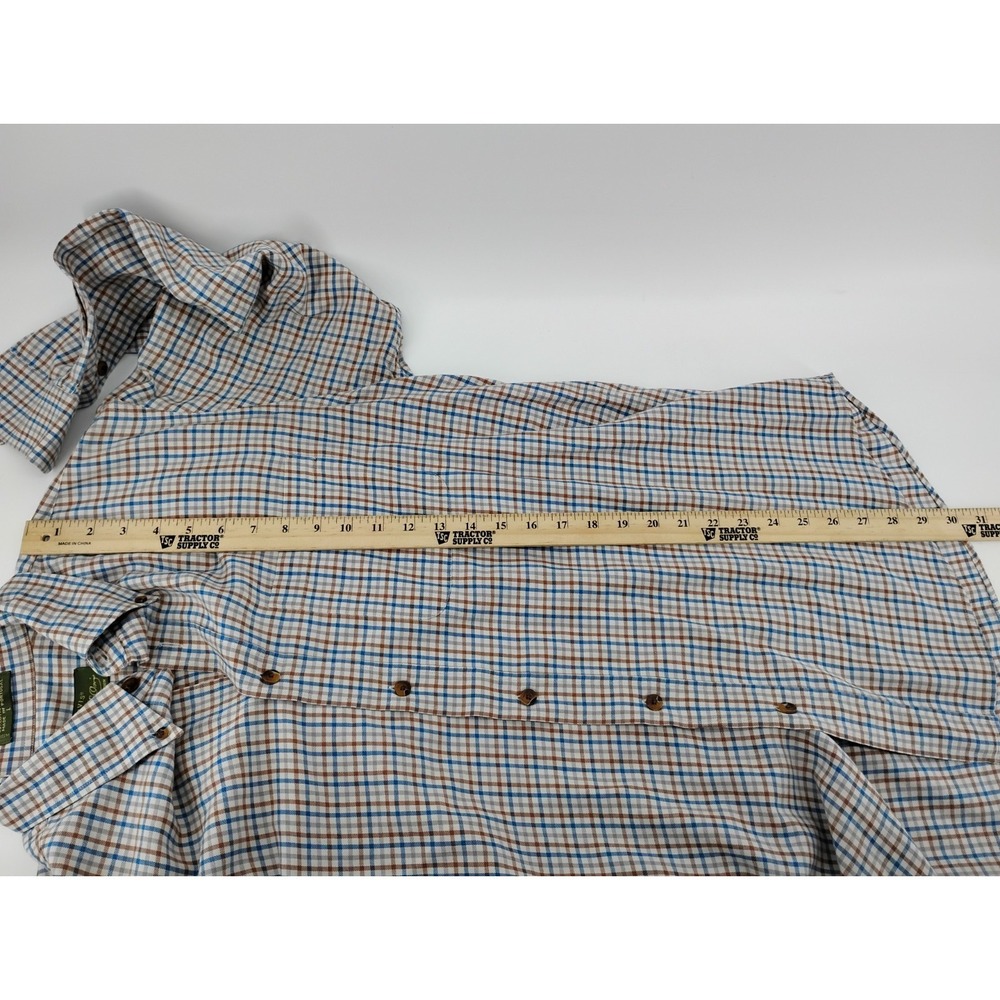 Orvis Triblend Flannel Shirt Large Olive Green Check Classic Fit Wool Tencel - Picture 6 of 8